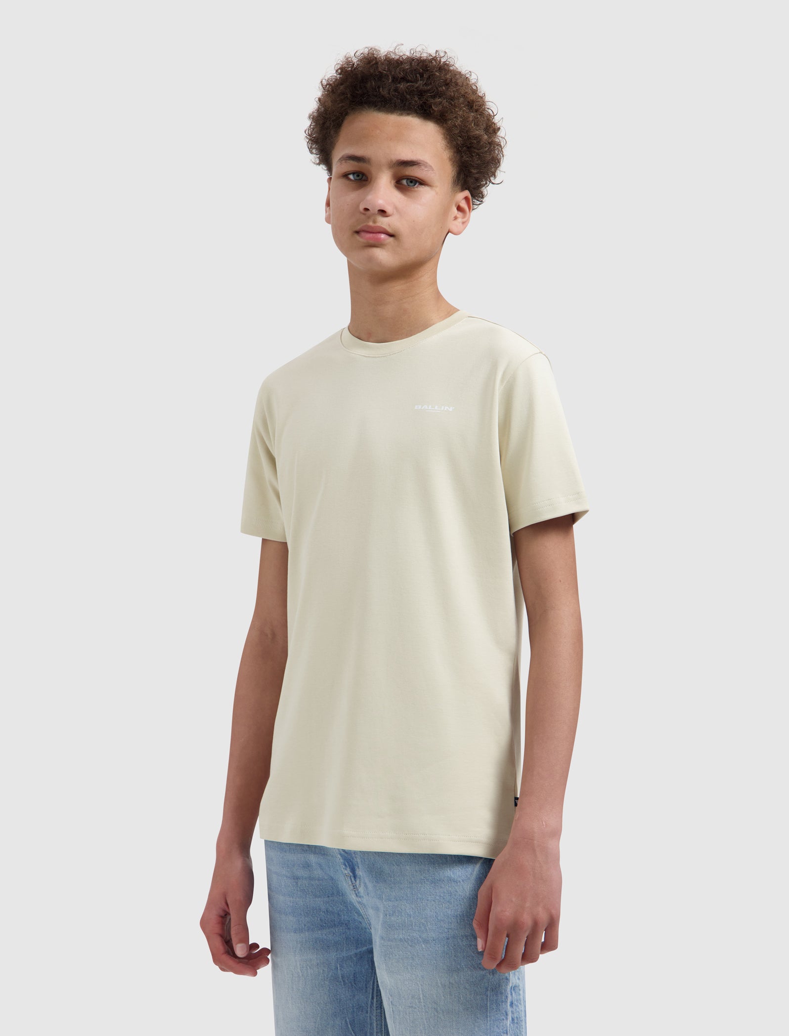 Junior Stacked Logo Sketch T-shirt | Sand