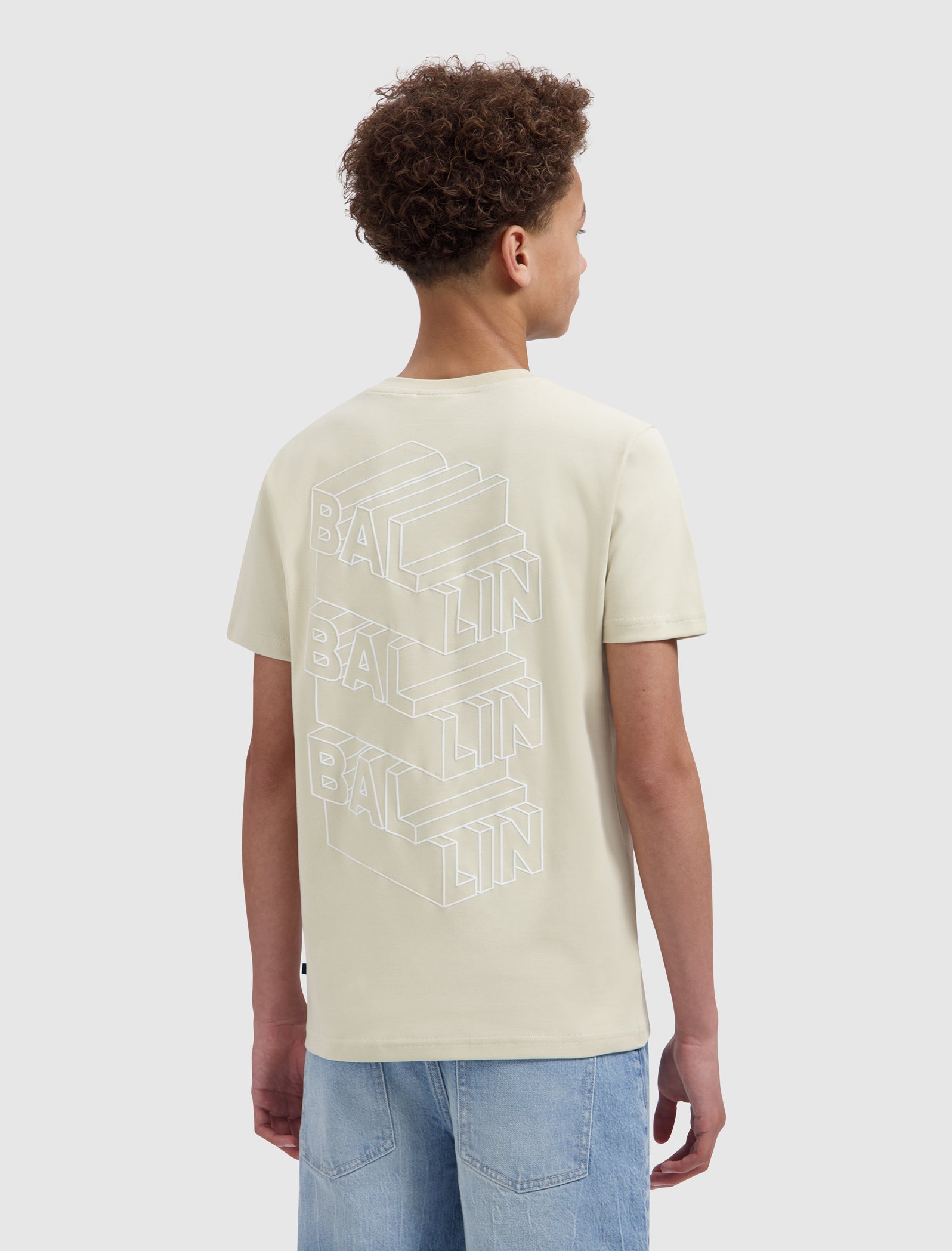 Junior Stacked Logo Sketch T-shirt | Sand