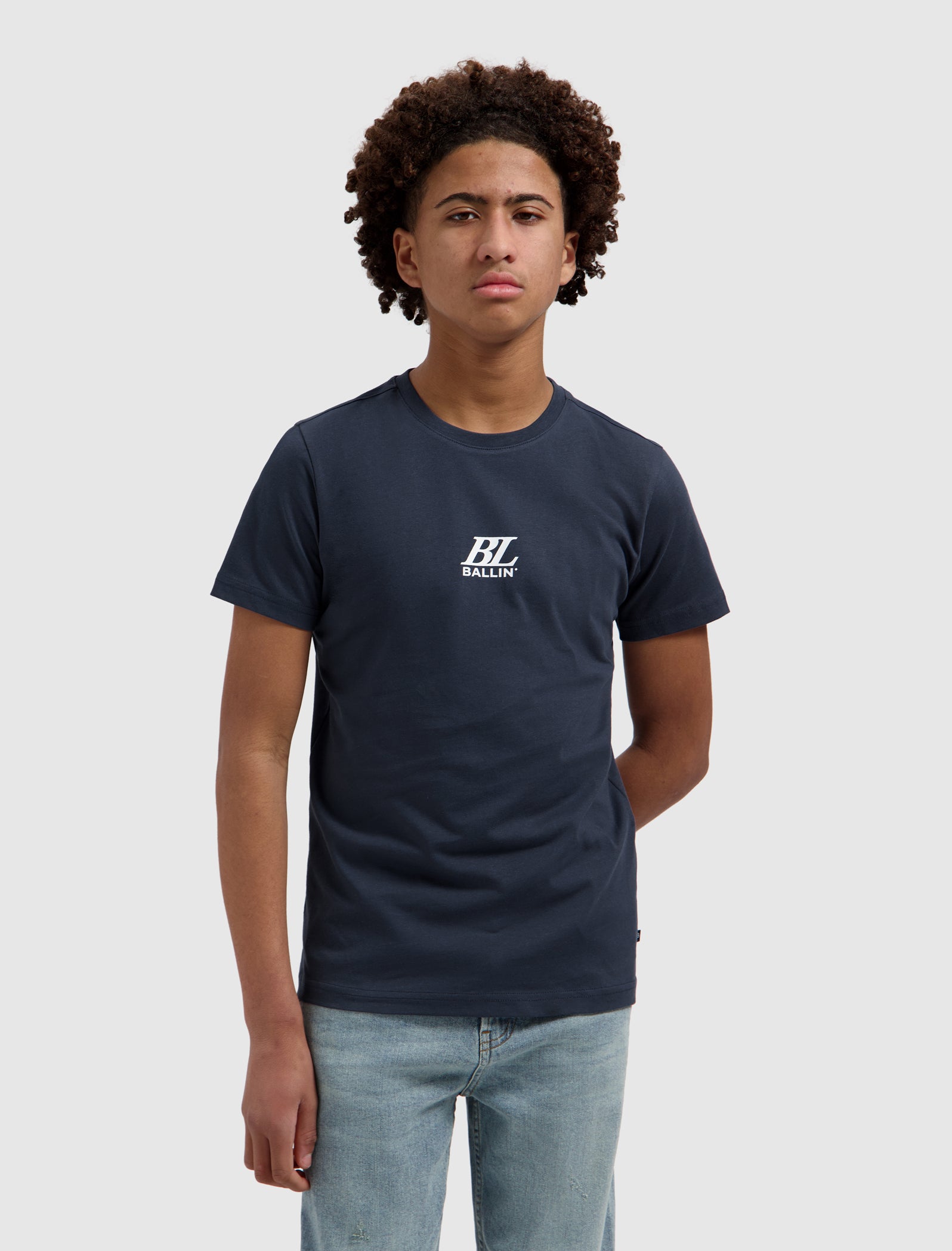 Junior Stacked Logo T-shirt | Navy