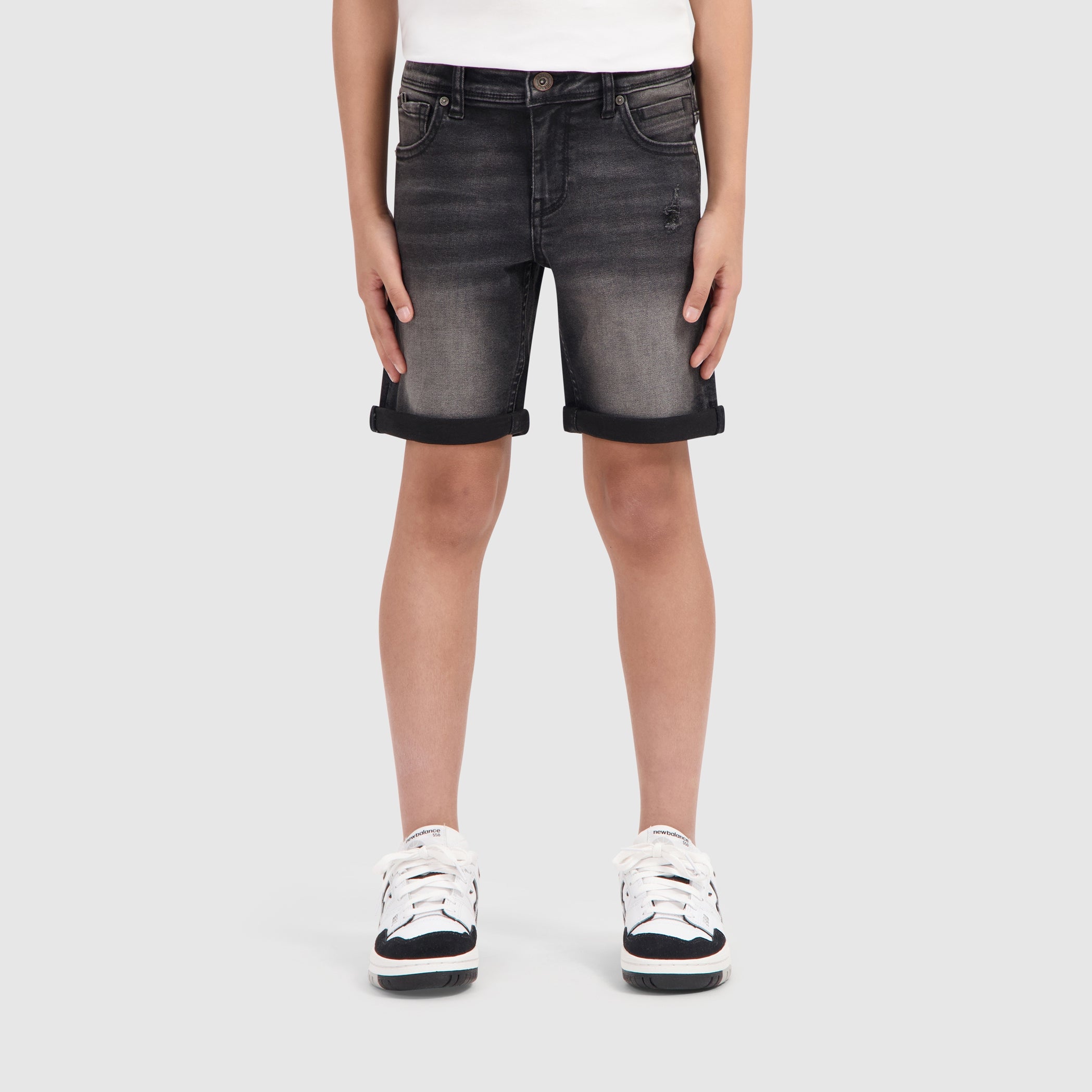 Junior Jaxx Skinny Fit Shorts | Denim Dark Grey