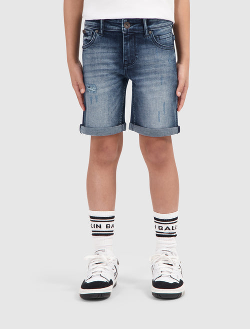 Junior Jaxx Skinny Fit Shorts | Denim Mid Blue