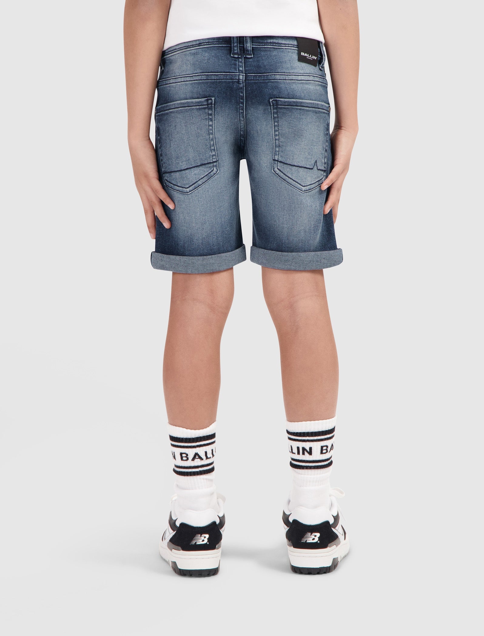 Junior Jaxx Skinny Fit Shorts | Denim Mid Blue