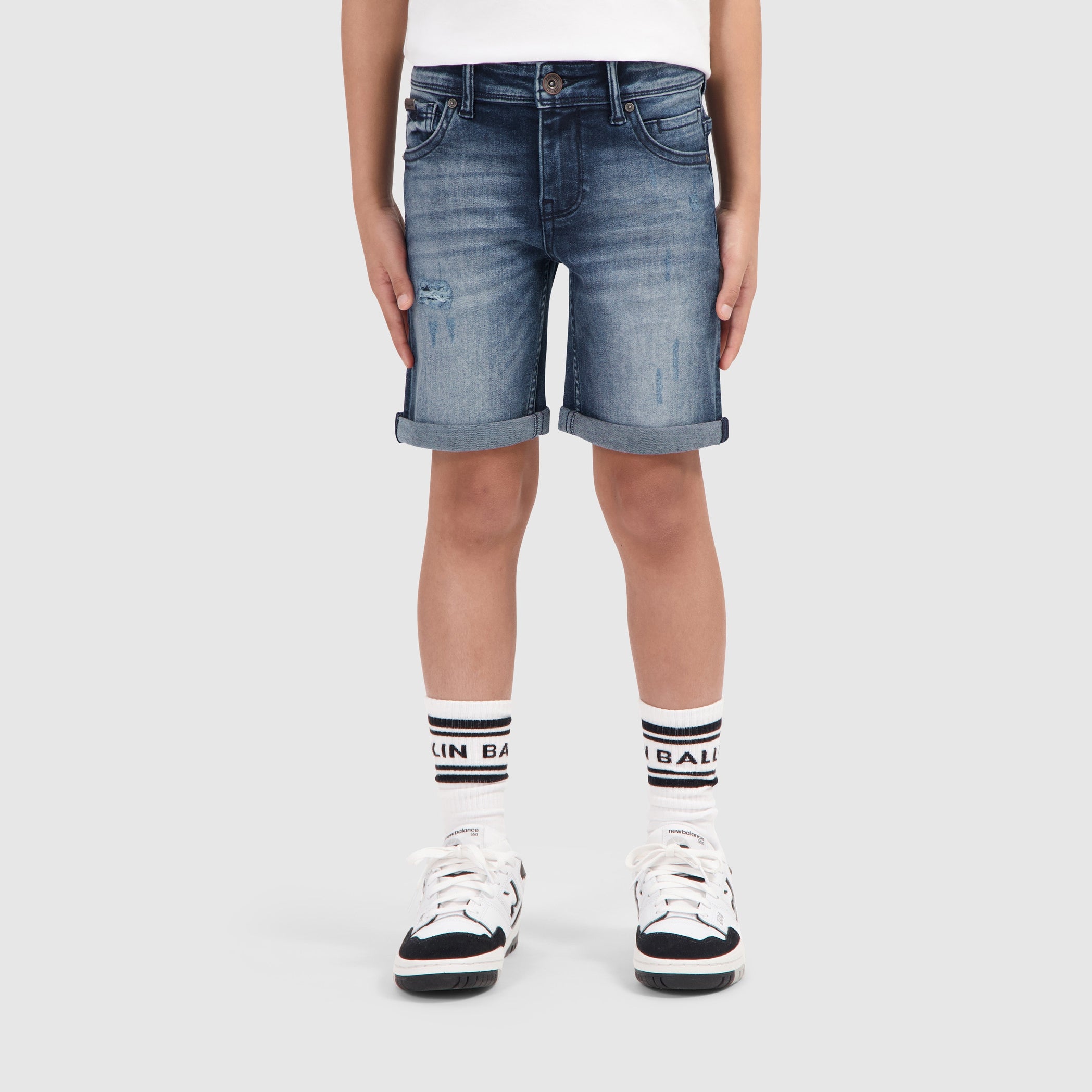 Junior Jaxx Skinny Fit Shorts | Denim Mid Blue